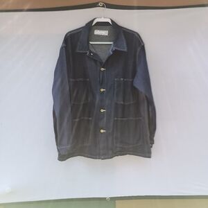 Universal overall blue denim jean jacket size XL